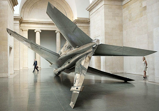 Fiona Banner's ‘Harrier and Jaguar’ exhibit places decommissioned fighter jets inside a building