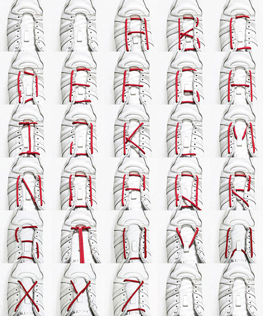 A detailed shoelace alphabet