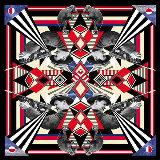“Uncle Tommy” is one of many unusual handkerchief designs by graphic designer Simon Cook and silk scarf designer Lucy Jay