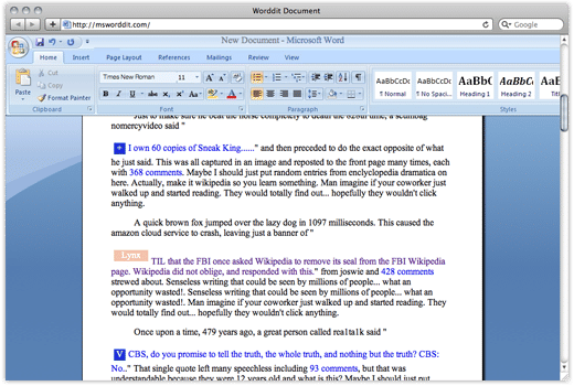 Microsoft Word and Reddit combined for the ultimate waste of time