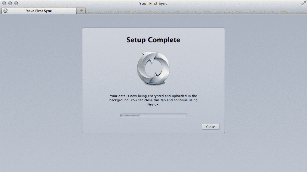 The initial sync screen on Firefox