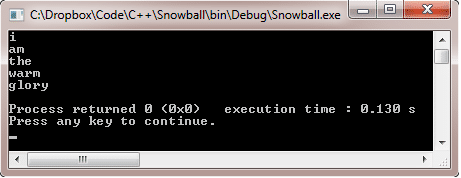 Snowball creates a poem in which each line is a single word, and each successive word is one letter longer