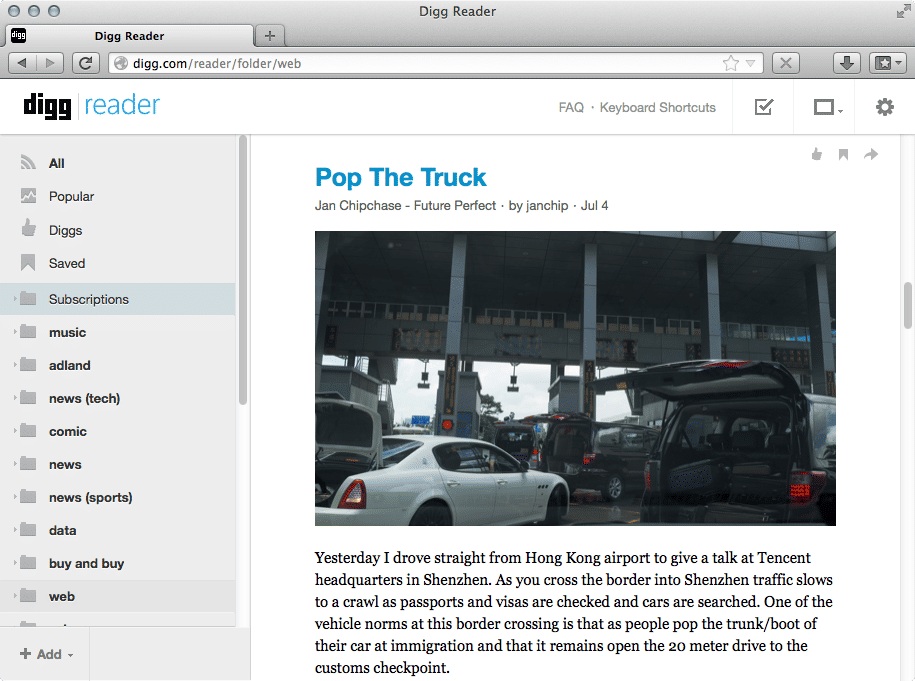 The Digg Reader is actually quite spiffy