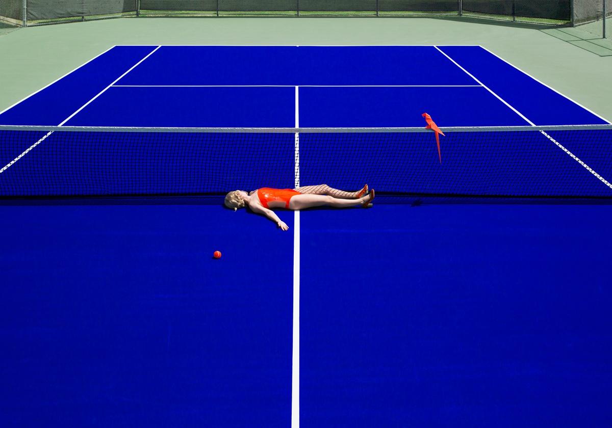 Abstract orange activities on blue