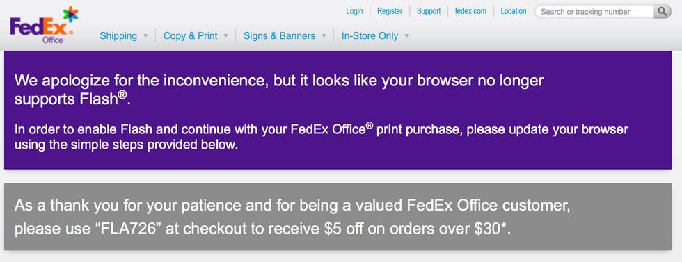 FedEx pays customers to install and use Flash