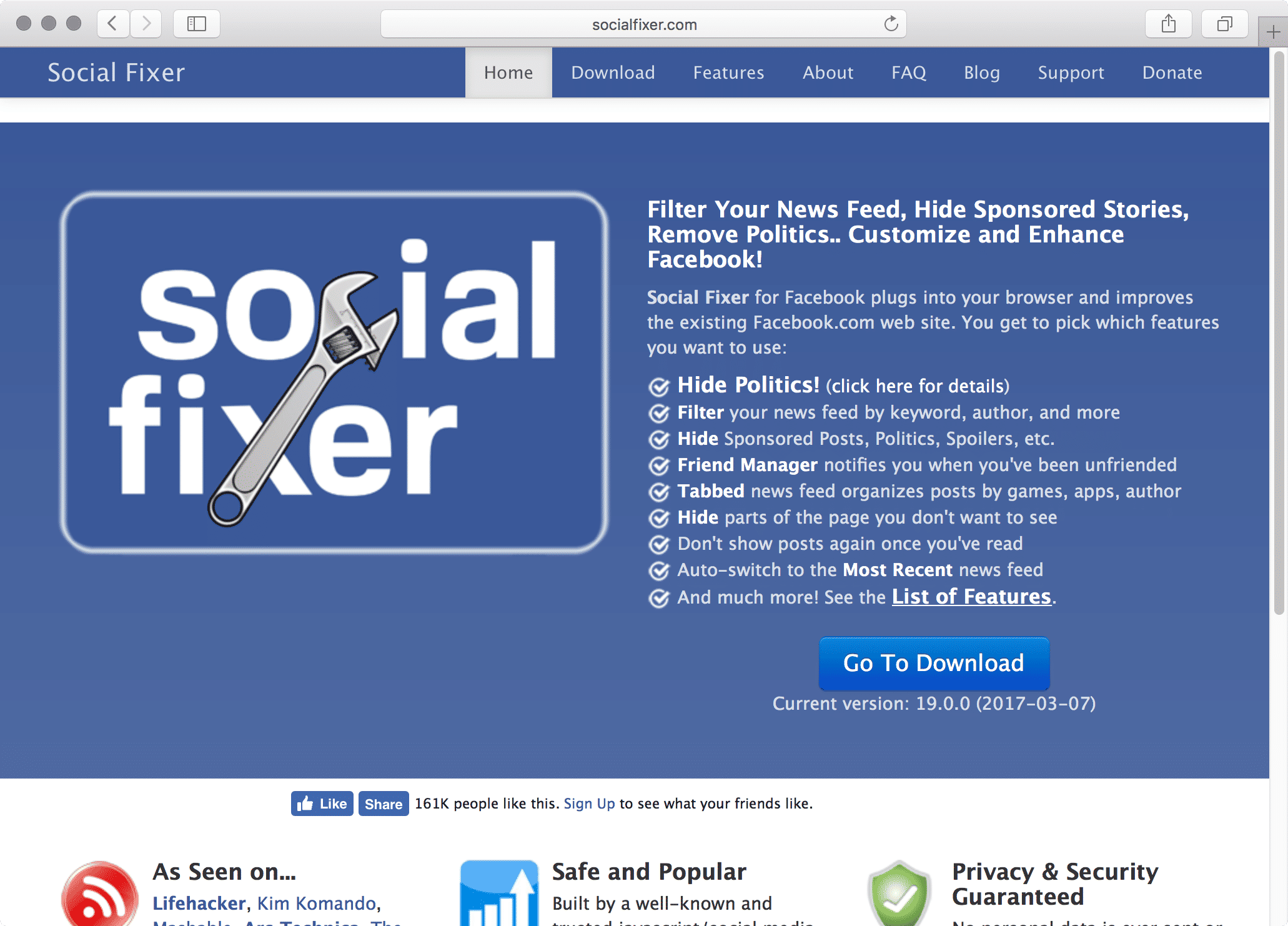 Social Fixer for Facebook plugs into your browser and improves the existing Facebook.com web site