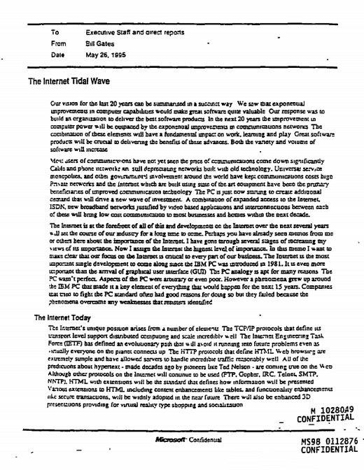 “The Internet is the most important single development to come along since the IBM PC was introduced in 1981. It is even more important than the arrival of the graphical user interface (GUI). The PC analogy is apt for many reasons. The PC wasn't perfect. Aspects of the PC were arbitrary or even poor. However a phenomena grew up around the IBM PC that made it a key element of everything that would happen for the next 15 years.”