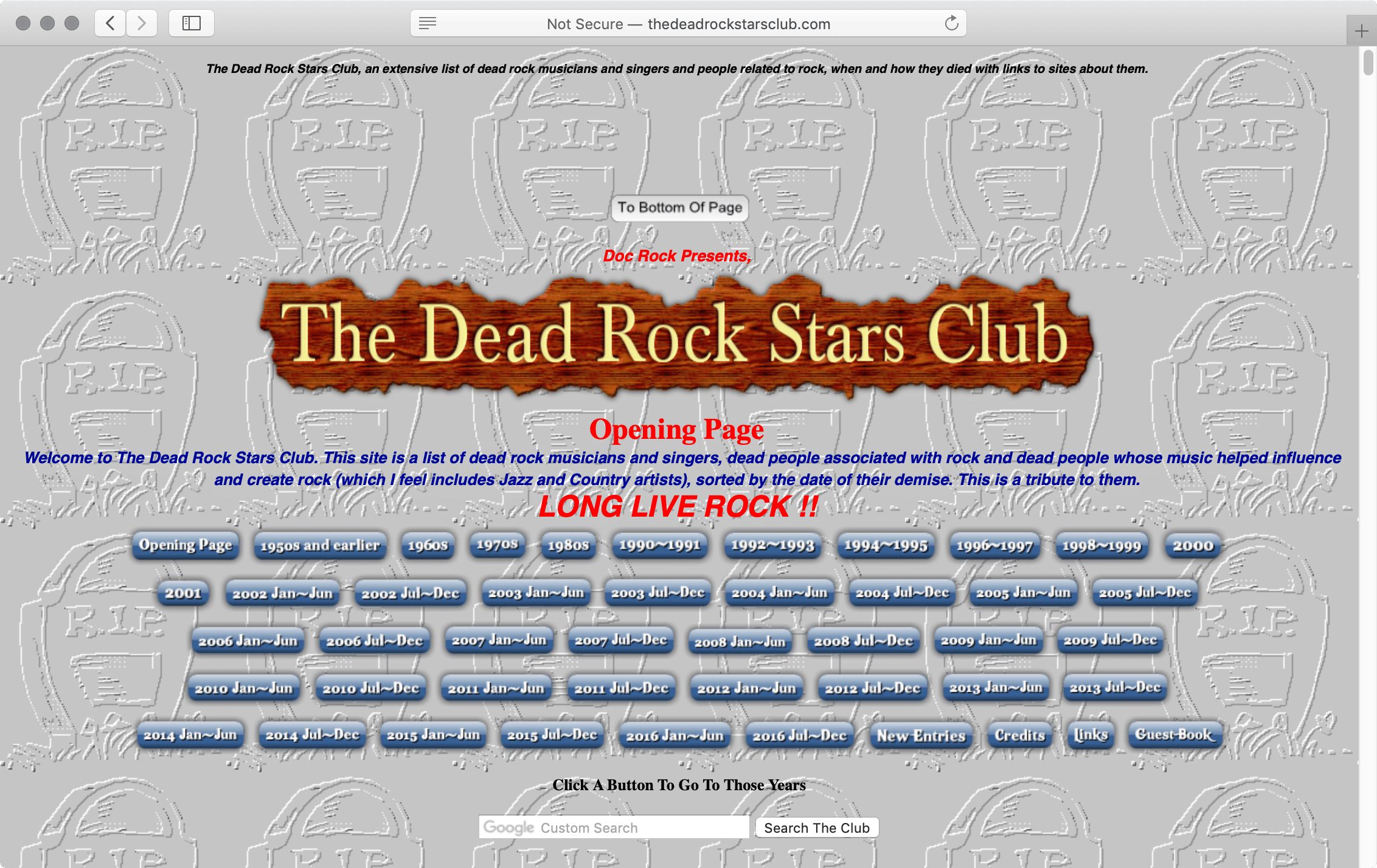 A list of dead rock musicians and singers, sorted by the date of their death