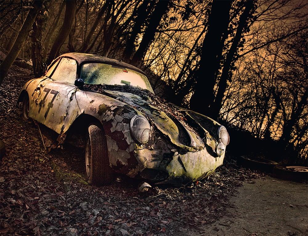 An abandoned 1950 Porsche 356 photographed by Dieter Klein and compiled into his book, Lost Wheels