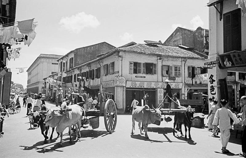 The junction of Pickering Street, Church Street and Synagogue Street in 1941 before the war hit Singapore