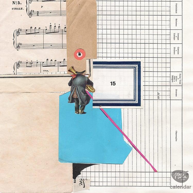 Handmade collage from paper to many means & ends