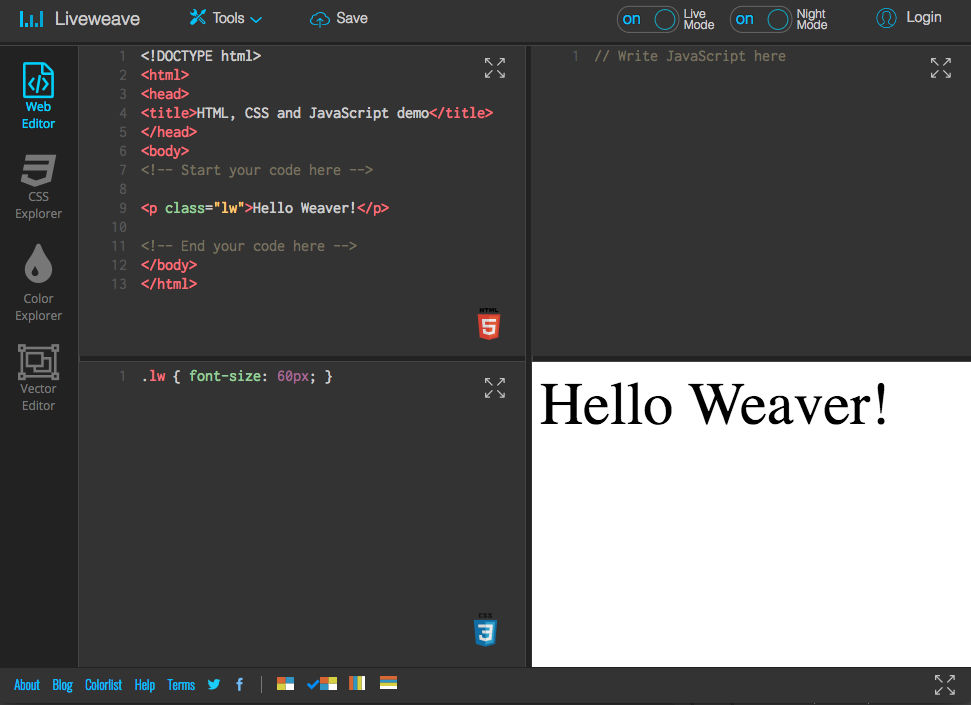 LiveWeave: An Online HTML, CSS, JS Editor with Live Preview and Handy ...