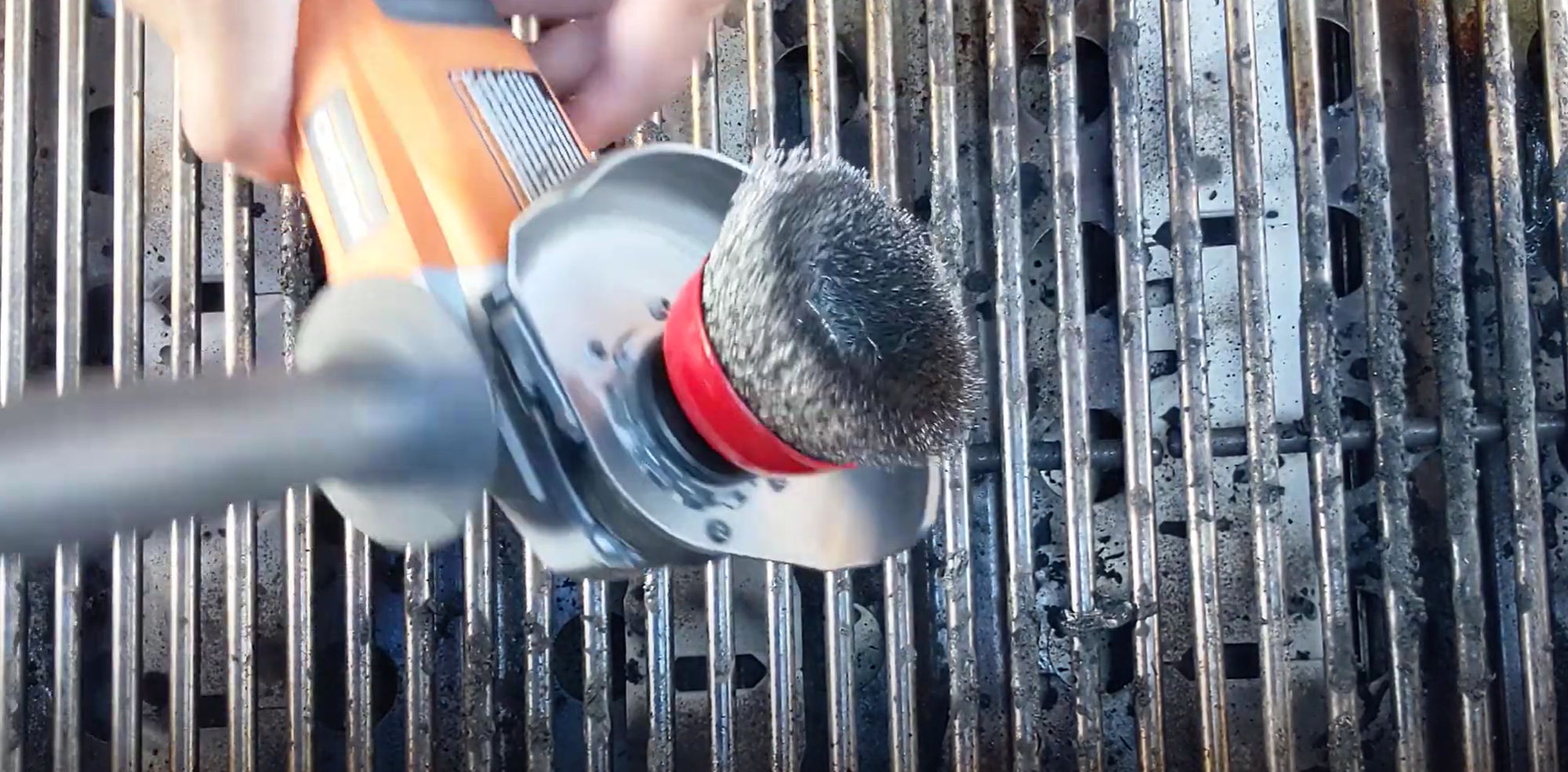 Easily Clean Barbecue Grills Using Wire Brush Angle Grinder Attachment