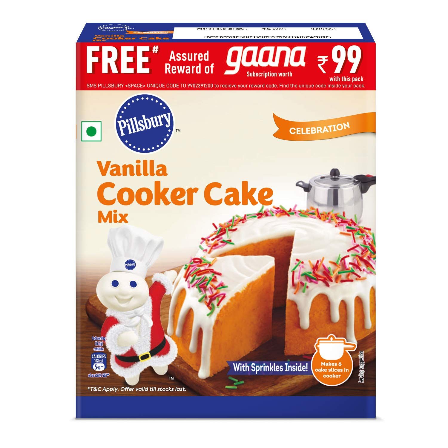 Pillsbury Cooker Cake Mix - Vanilla (Eggless) - 159g x Pack of 4, 636g -  May 10, 2020