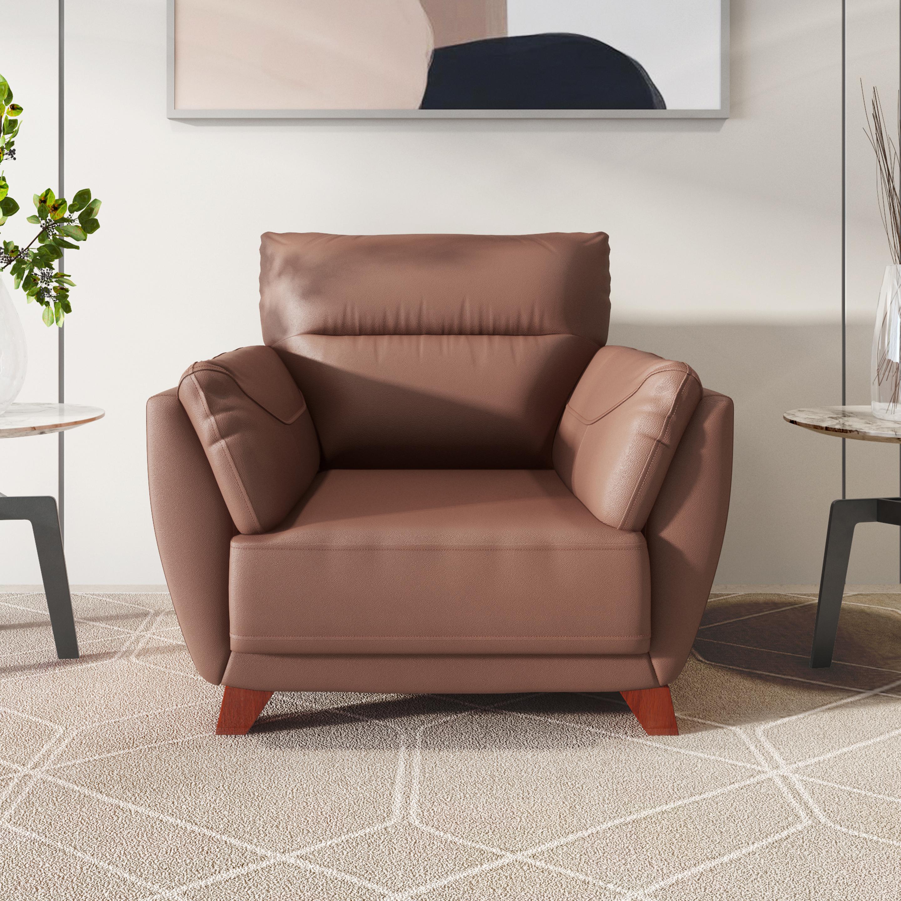 Buy Johanna one Seater Tan Brown Leather Sofa Online at Durian