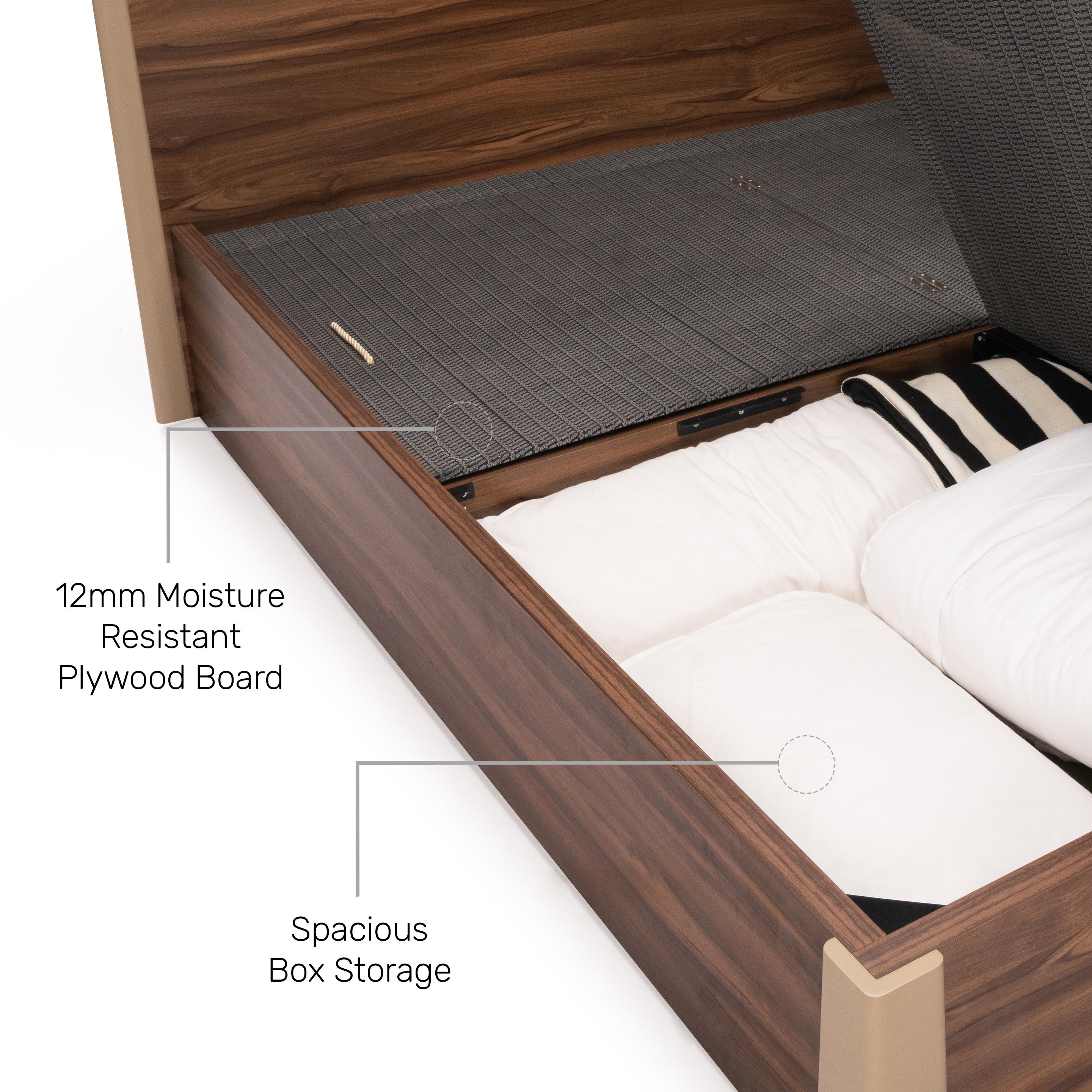 Buy Cecilia Brown Beige Engineered Wood And Plywood Queen Bed Online at