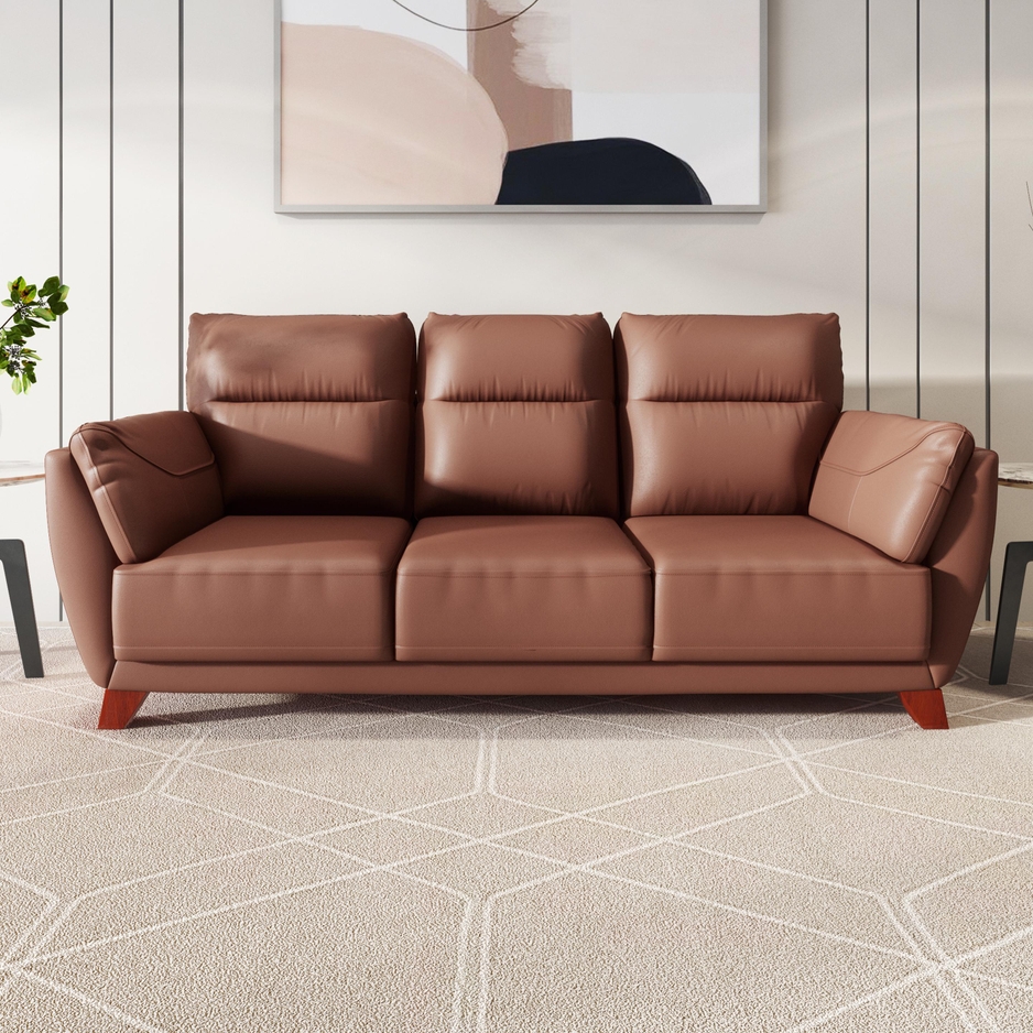 Johannatan Leather 3 Seater Sofa in Brown - Image 2