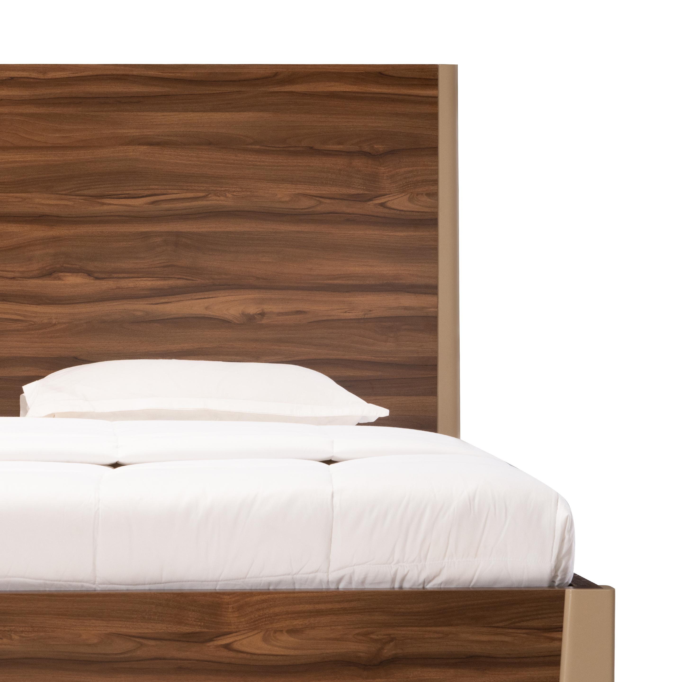 Buy Cecilia Brown Beige Plywood King Bed Online at Durian