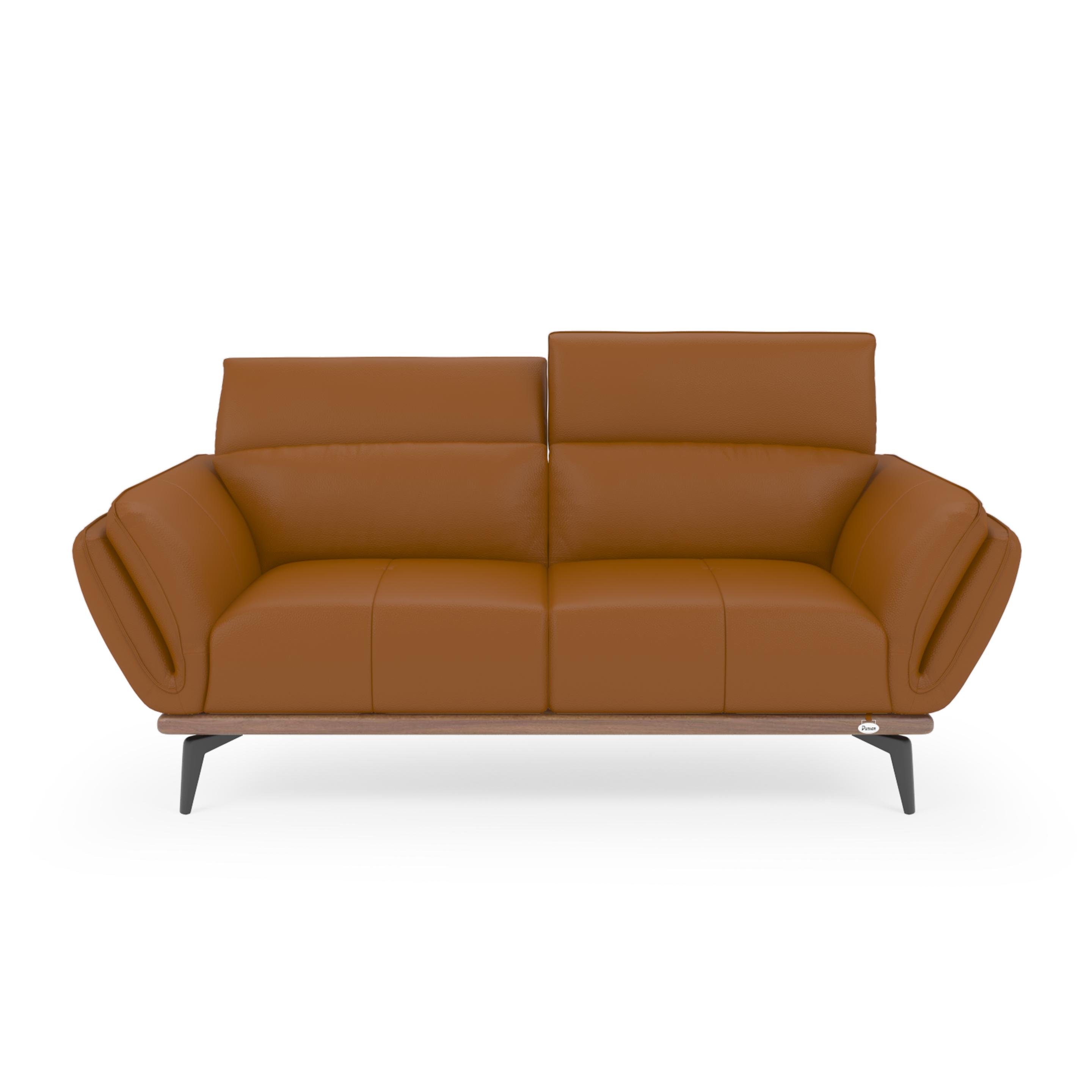 Buy Campbell 2 Seater Tan Leather Sofa with Adjustable Headrest