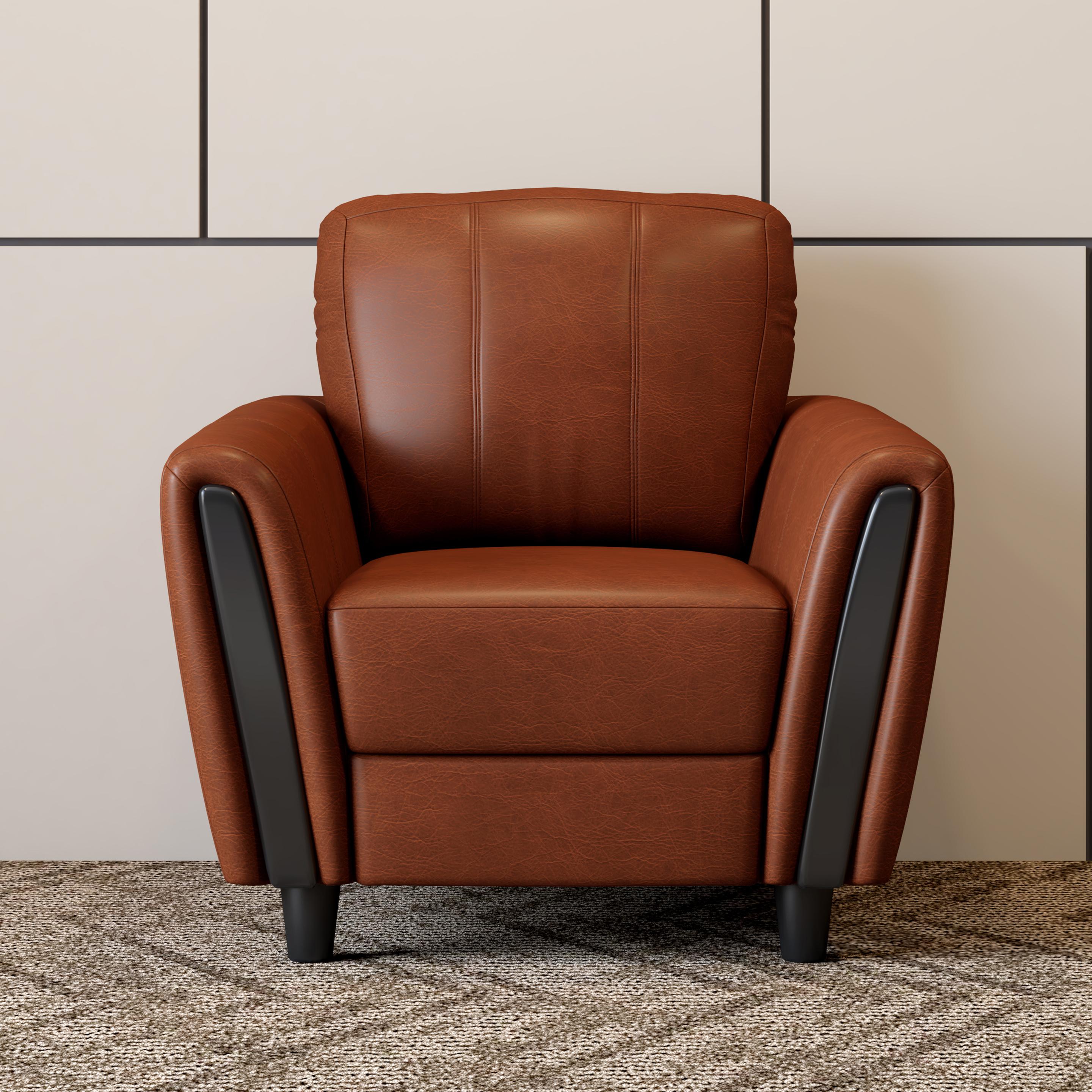 Buy Nadia One Seater Caramel Brown Premium Leatherette Sofa Online at