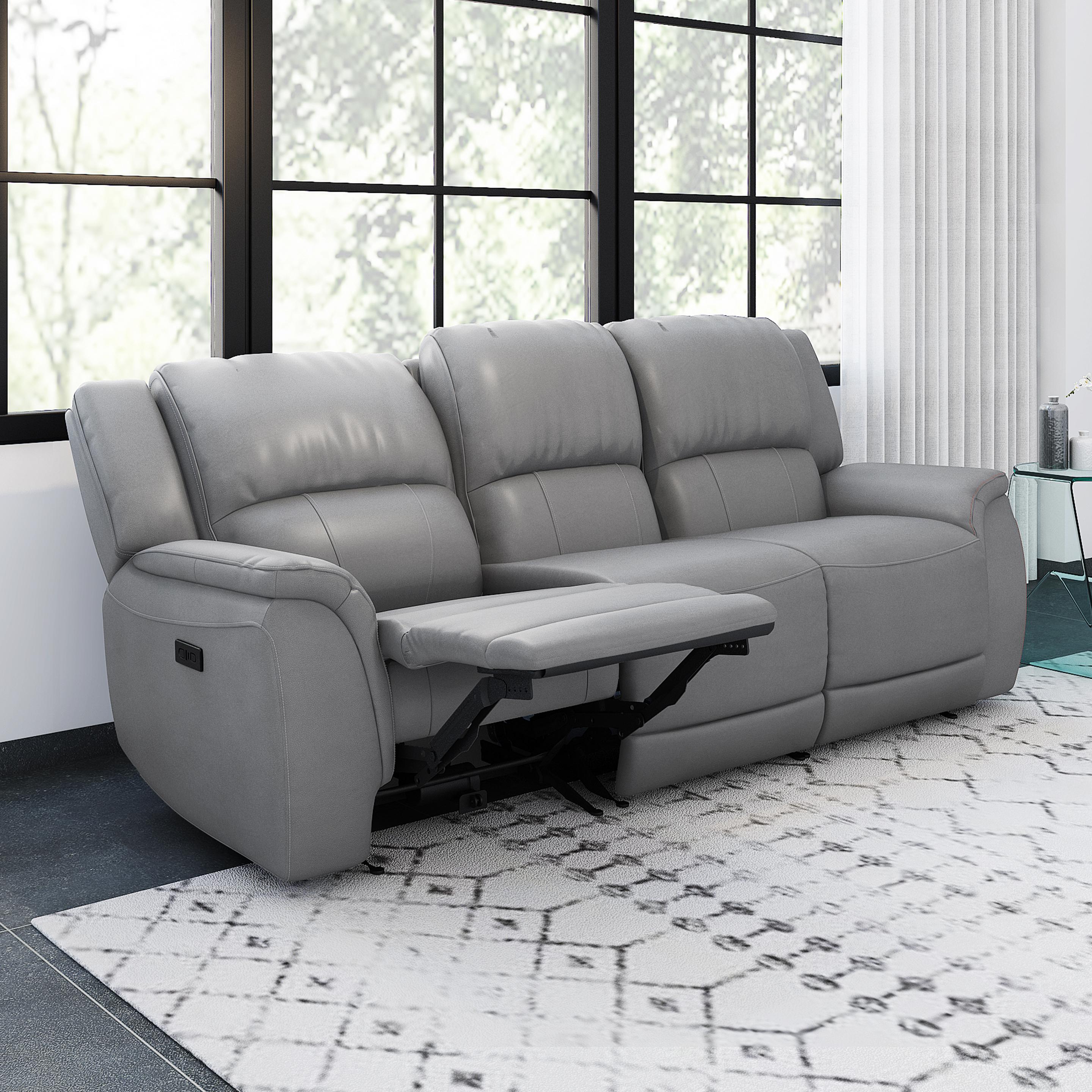 Light grey 2025 leather recliner sofa