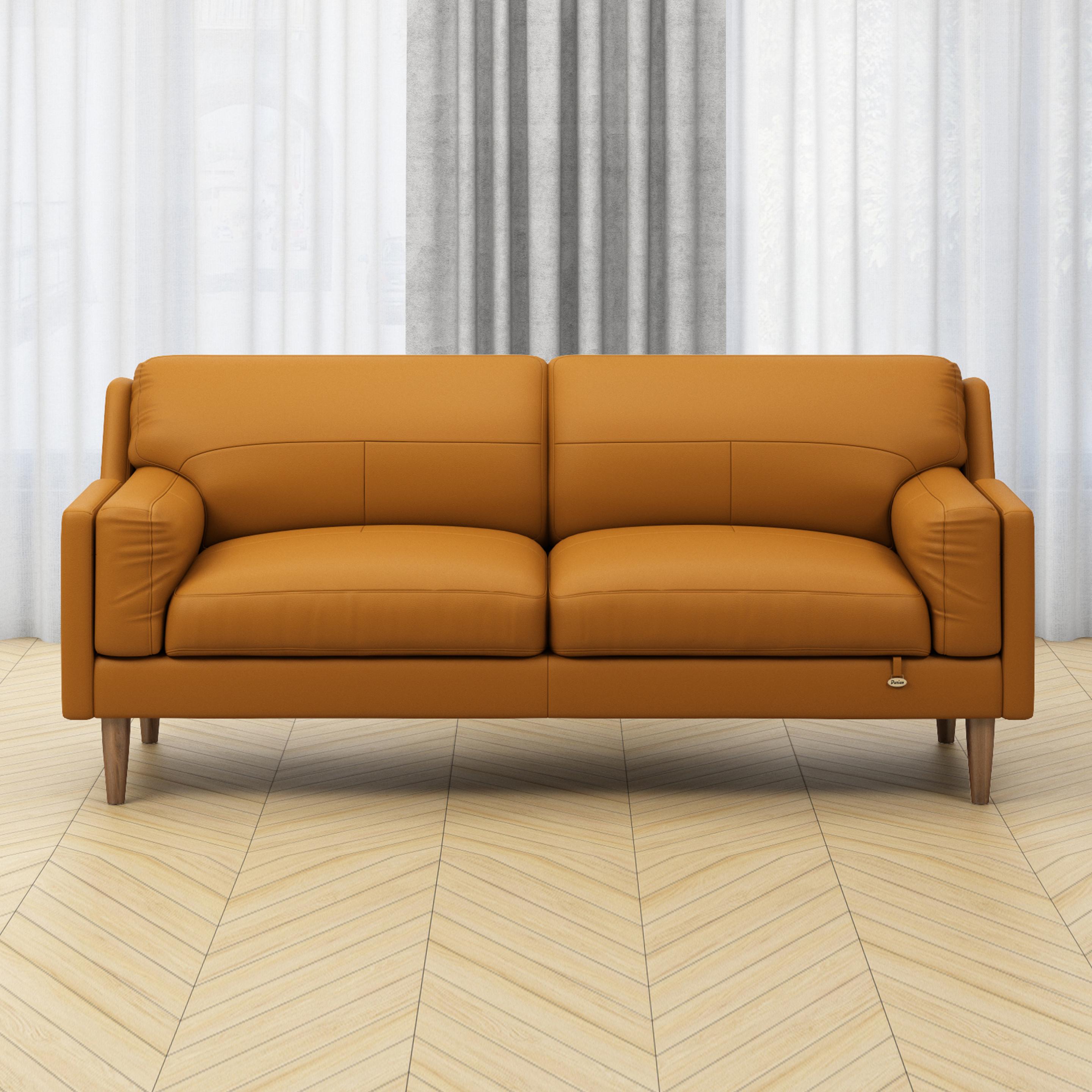 Buy Lorraine Three Seater Amber Yellow Leatherette Sofa at Durian