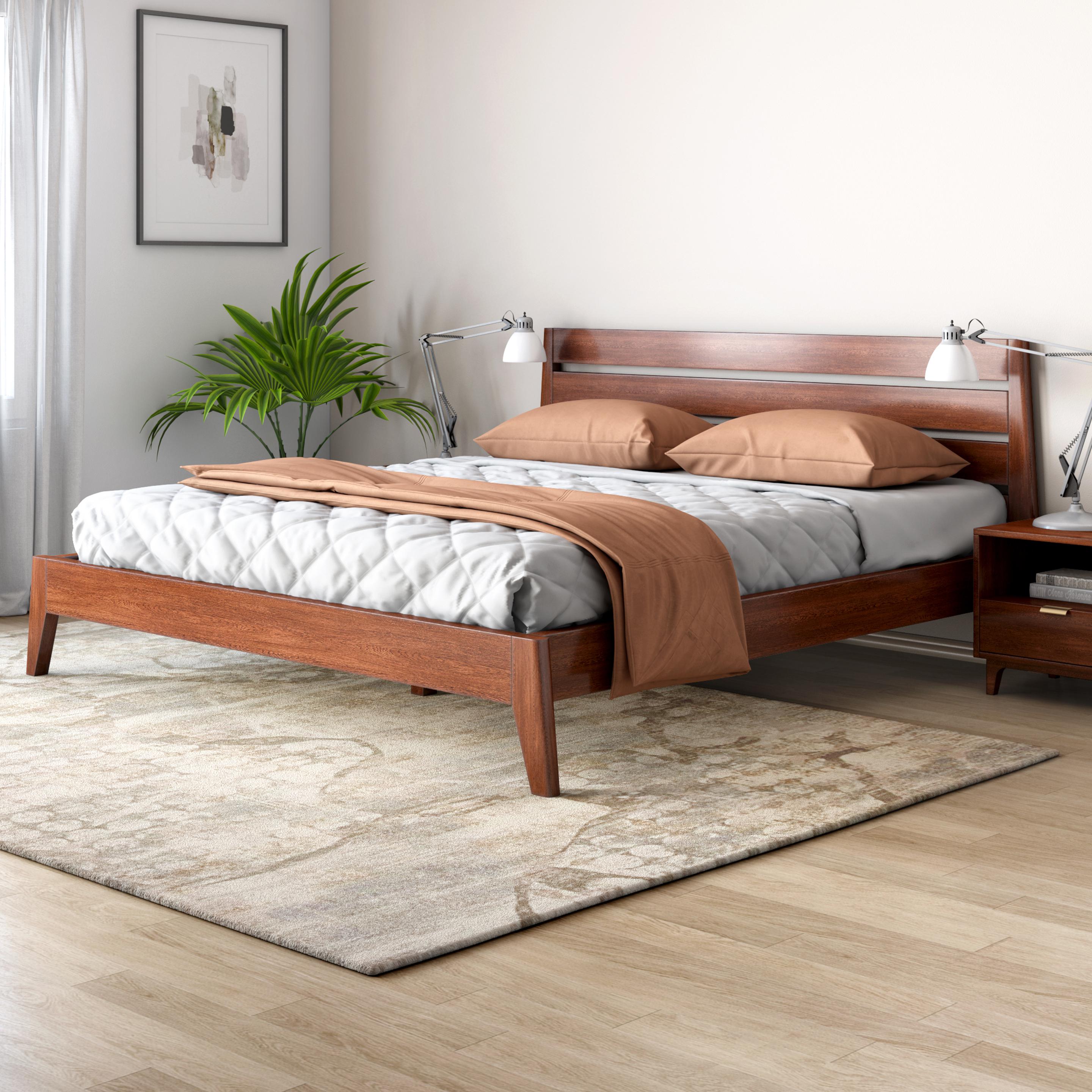 Buy Leeds Dark Oak Brown Solid Wood King Size Bed Online @Durian