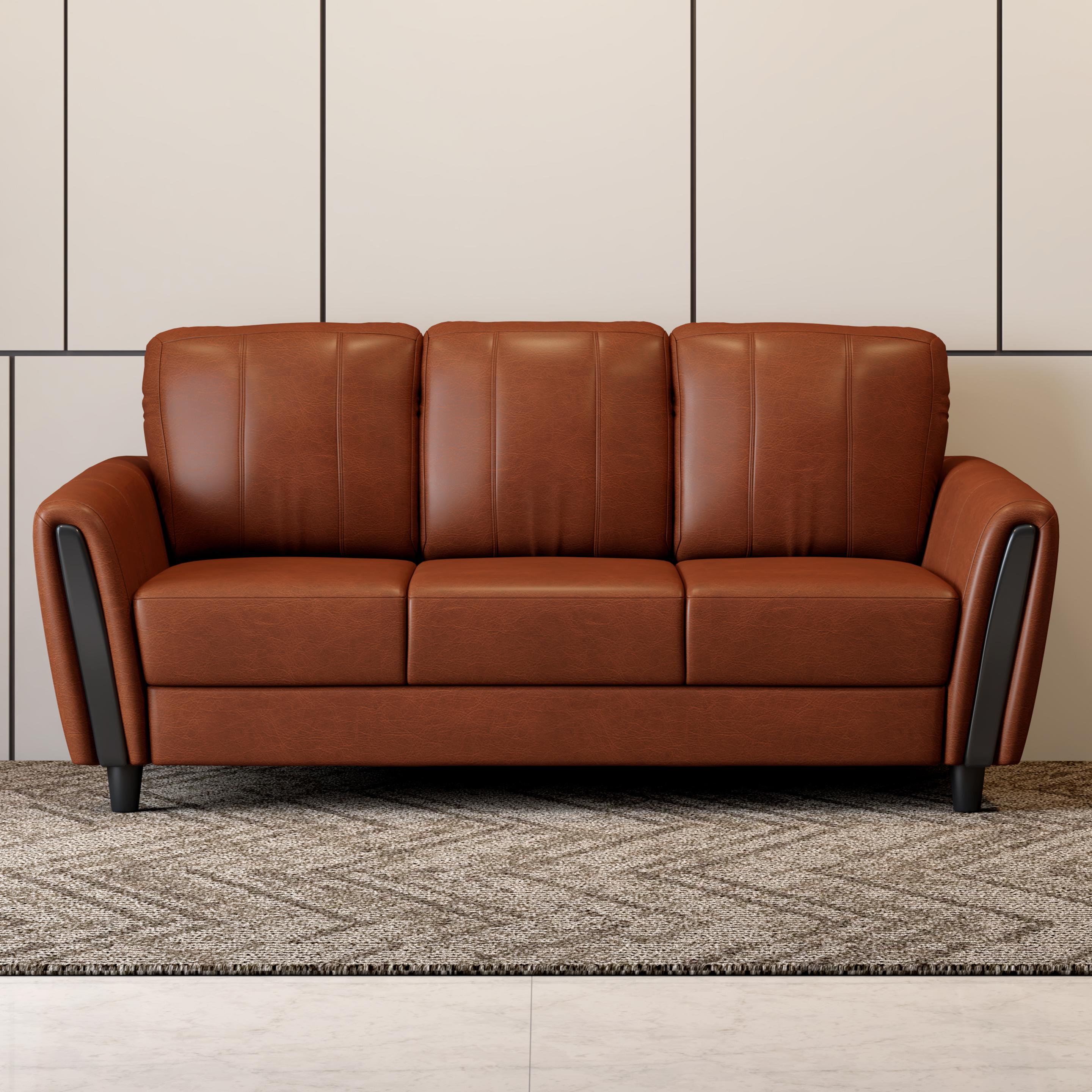 Buy Nadia 3 Seater Brown Leatherette Sofa Online at Durian