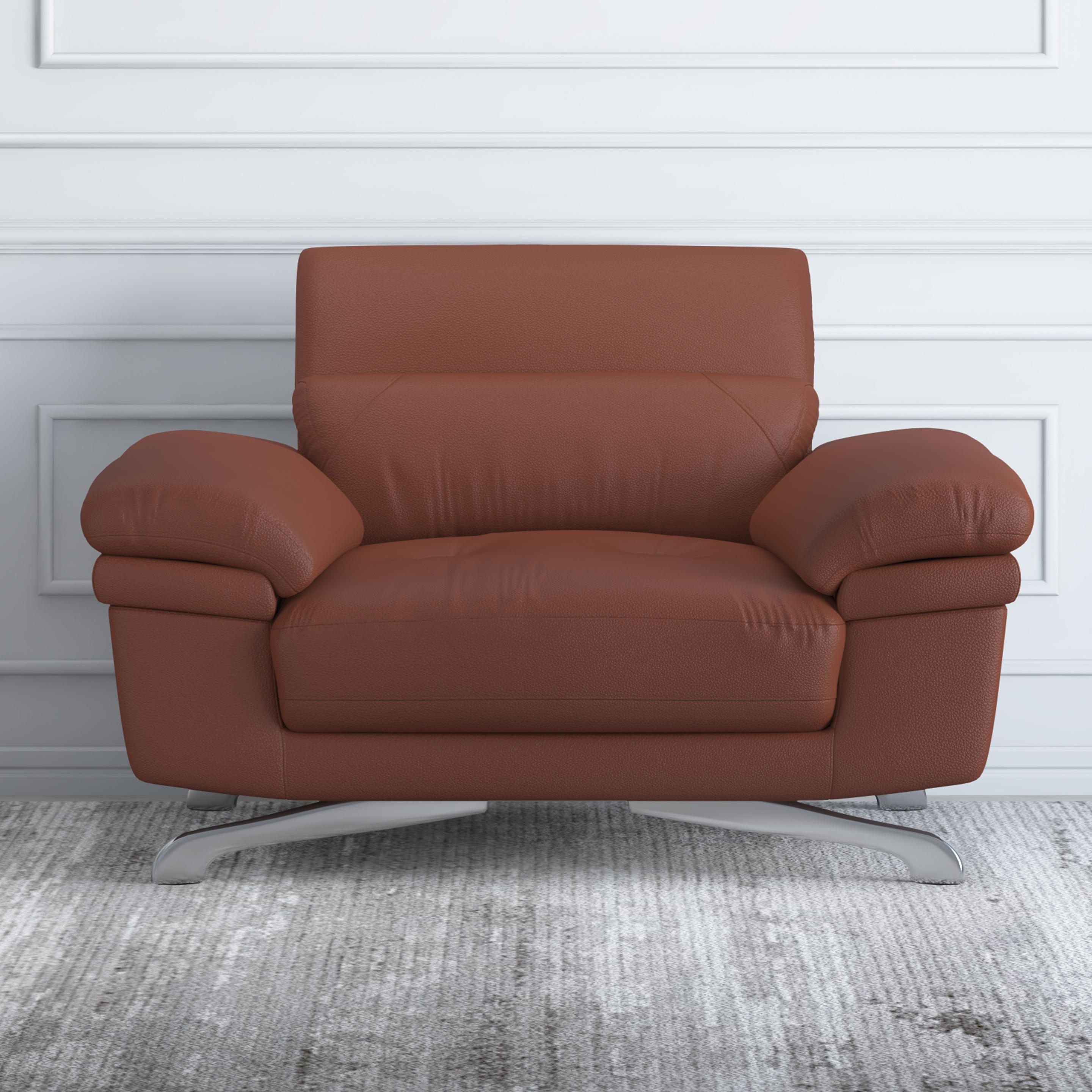 Buy Philly One Seater Brick Red Leather Sofa Online at Durian