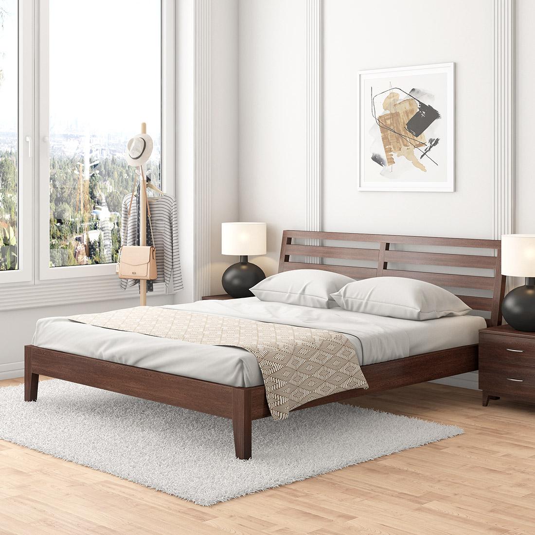 Buy Fern Solid Wood Queen Size Bed Online At Durian