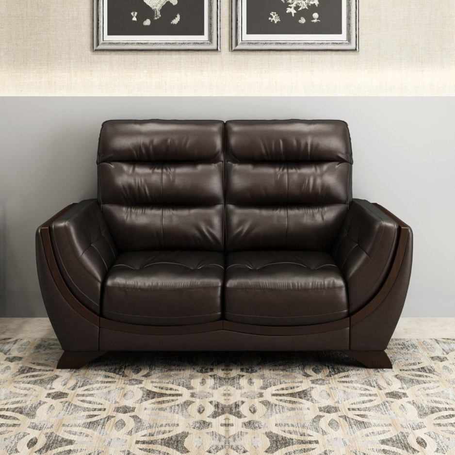 Davos 2 Seater Brown Leatherette Sofa | Buy Sofas Online At Durian