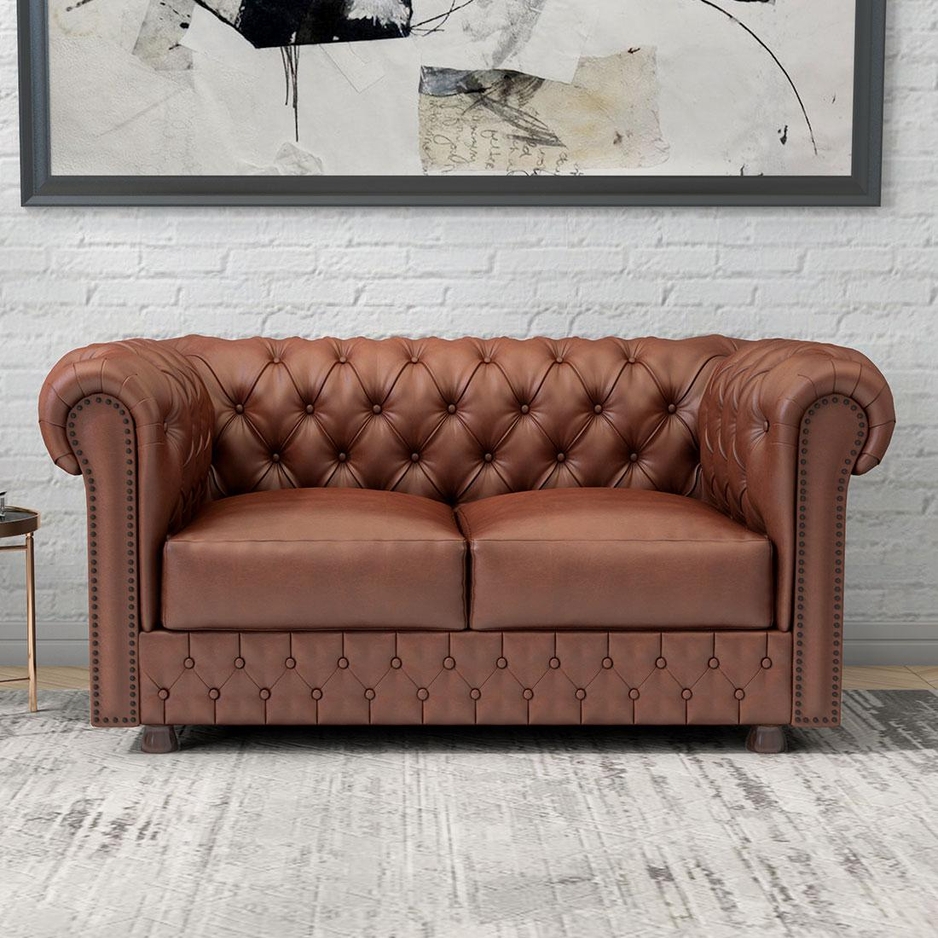 Caramel Brown Leatherette Sofa At Durian