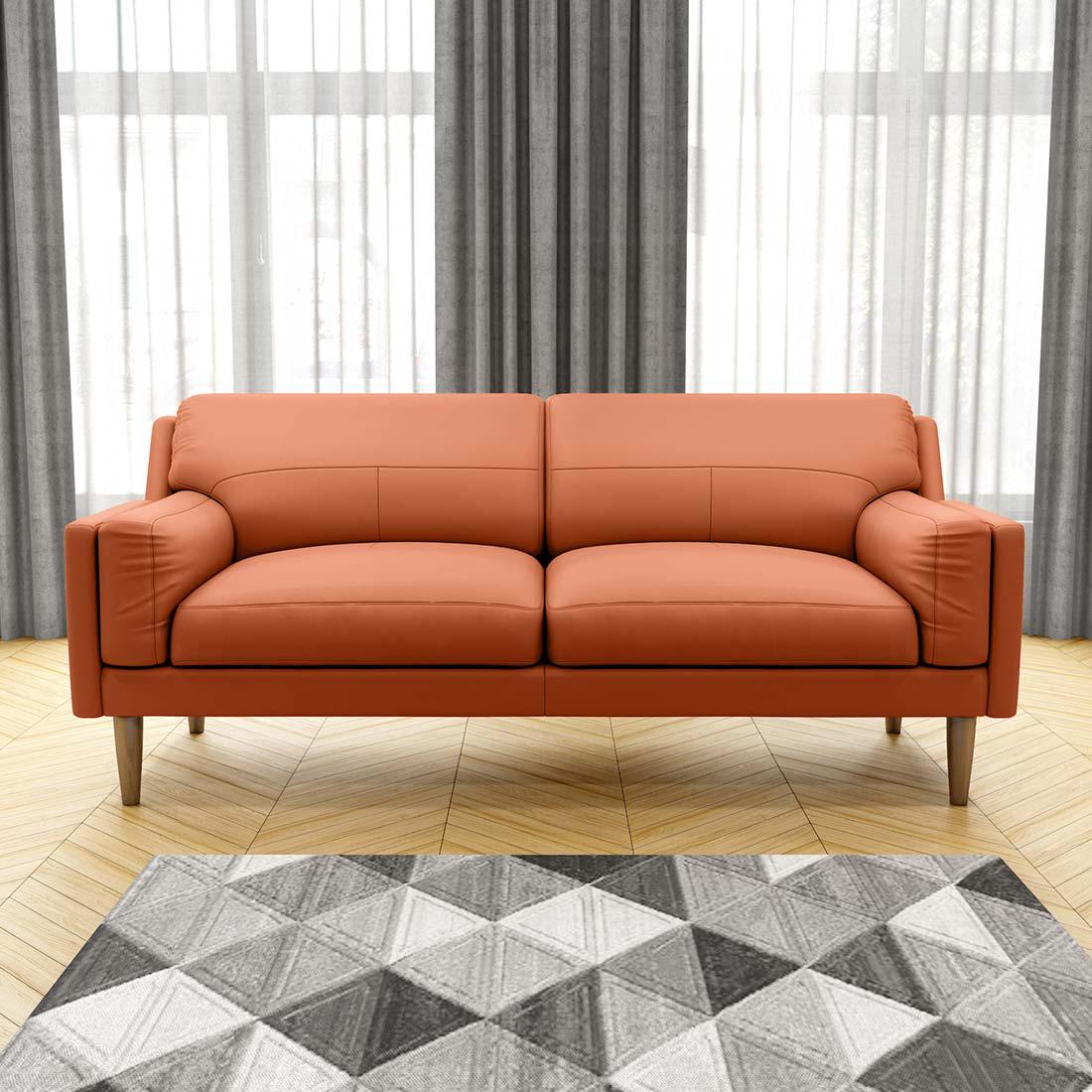 Tangerine Orange Leatherette Sofa