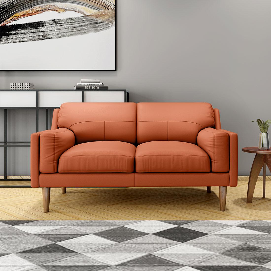 Tangerine Orange Leatherette Sofa