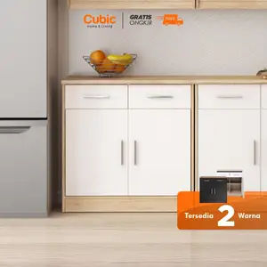 Cubic Kitchen Set 2 Pintu Minimalis / Rak Bawah Dapur / ELENA AVE KSB 2P - Putih / Hitam