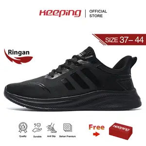 Keeping Sepatu Sneakers Pria Hitam Sepatu Ringan Mesh Sekolah Cowok Cewek Kuliah Sport Shoes KSL302