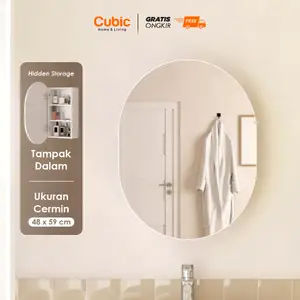 Cubic Cermin Bulat Kamar Mandi Minimalis / Kaca Wastafel - GENIO VT 50