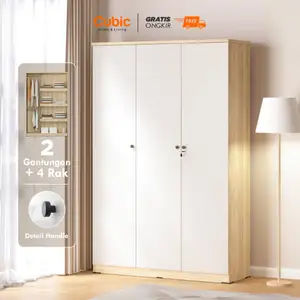 Cubic Lemari Pakaian Minimalis / Lemari Baju 3 Pintu - LUNA LP 3P HH