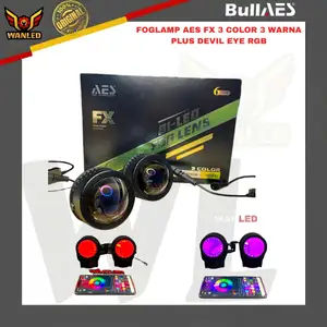 Foglamp AES FX 3 Color 3 Warna Devil Demon RGB 3 Inch Blue Lens Putih Kuning Warmwhite Toyota Honda