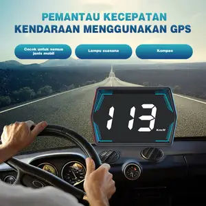 Speedometer GPS Mobil Universal Tampilan HUD Headup KM/H MPH Kendaraan Motor Mobil Truk