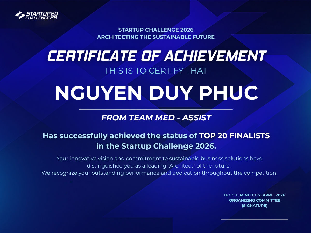 Giấy chứng nhận Startup Challenge 2026