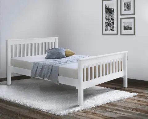 4ft6 Double White Wood Devon Bed Frame Bedstead