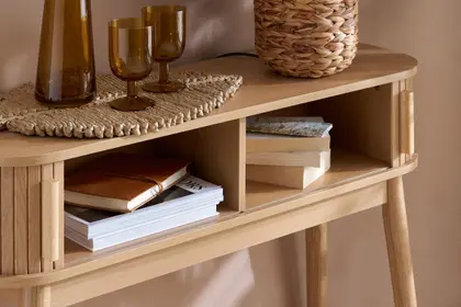 Axel Oak finish Console Table thumbnail 3