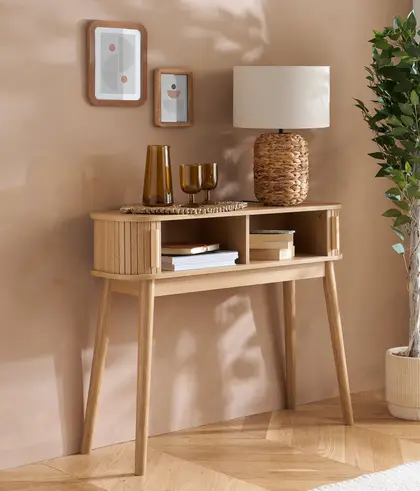 Axel Oak finish Console Table thumbnail 2
