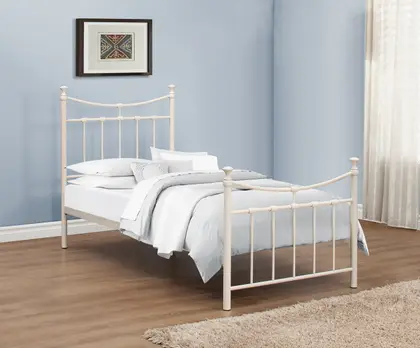 3ft Single Emma Traditional Cream Metal Tubular Bed Frame thumbnail 3