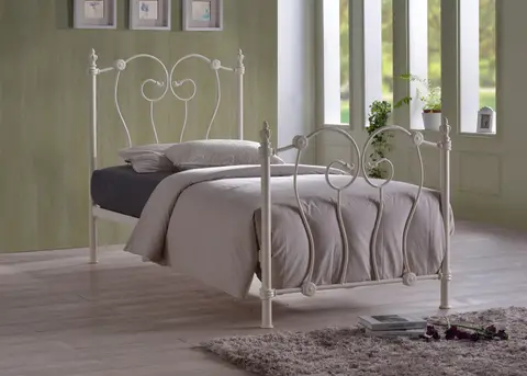 3ft Single Innovation Ivory Cream White Metal Bed Frame