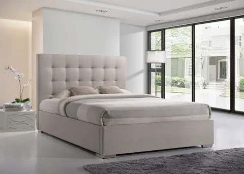 4ft6 Double Nevada Sand Beige Fabric Upholstered Bed Frame