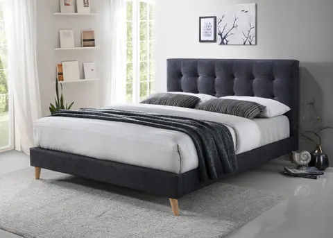 4ft6 Double Novara Dark Grey Fabric Upholstered Bed Frame