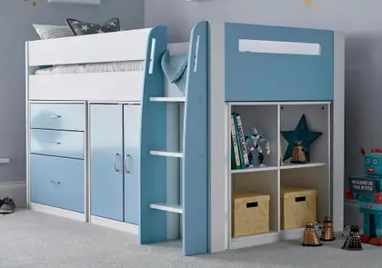 Lacy Blue Storage Mid Sleeper Bunk Bed Frame thumbnail 2
