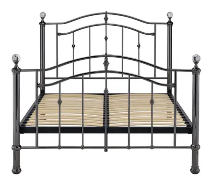 4ft6 Double Black nickel finish Cally traditional metal bed frame thumbnail 5